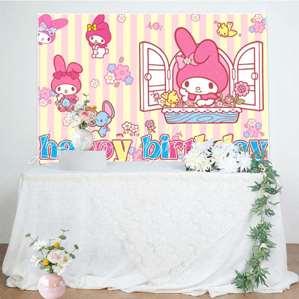 Cartoon Sanrio My Cute Melody Birthday Party Backdrop For Kids