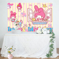 Cartoon Sanrio My Cute Melody Birthday Party Backdrop For Kids
