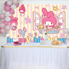 Cartoon Sanrio My Cute Melody Birthday Party Backdrop For Kids