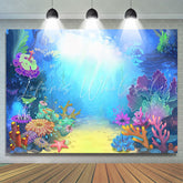 Lofaris Cartoon Sea World Blue Happy Birthday Party Backdrop