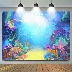 Lofaris Cartoon Sea World Blue Happy Birthday Party Backdrop