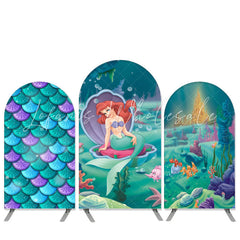 Lofaris Cartoon Sea World Princess Theme Green Birthday Arch Backdrop Kit