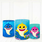 Lofaris Cartoon Sea World Shark Plinth Cover Happy Birthday Pillar Wrap