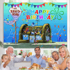 Lofaris Cartoon Small Wood House Theme Happy Birthday Backdrop