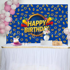 Cartoon Sonic Gold Rings Happy Birthday Backdrop For Boys Girls