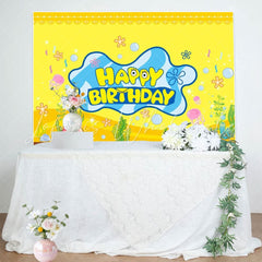 Cartoon Spongebob Undersea Yellow Birthday Party Backdrop For Kids