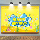 Cartoon Spongebob Undersea Yellow Birthday Party Backdrop For Kids