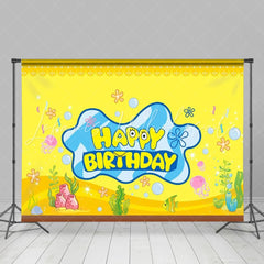 Cartoon Spongebob Undersea Yellow Birthday Party Backdrop For Kids