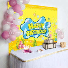 Cartoon Spongebob Undersea Yellow Birthday Party Backdrop For Kids
