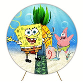 Cartoon SpongeBob Underwater Fun Round Backdrop For Party