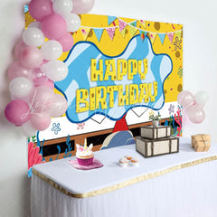 Cartoon Spongebob Yellow Birthday Party Backdrop For Cute Themed Party