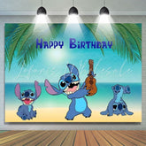 Cartoon Summer Tropical Luau Monster Stitch Happy Birthday Backdrop