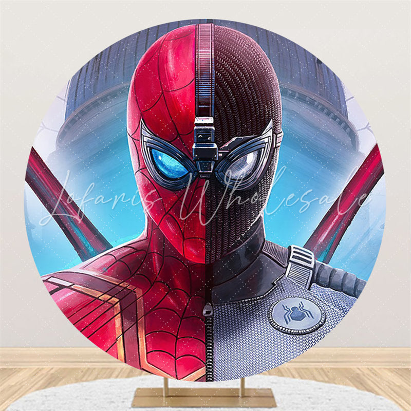 Lofaris Cartoon Super Hero Character Round Birthday Backdrop