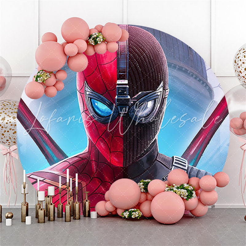 Lofaris Cartoon Super Hero Character Round Birthday Backdrop