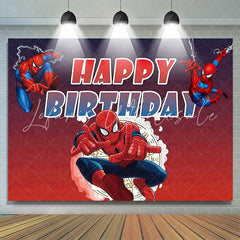 Lofaris Cartoon Super Hero Red Happy Birthday Backdrop Banner