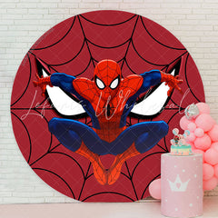 Lofaris Cartoon Super Hero Round Happy Boys Birthday Backdrop