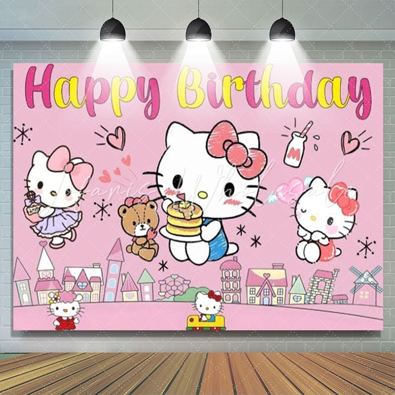 Cartoon Super Kitties Cats Birthday Party Backdrop