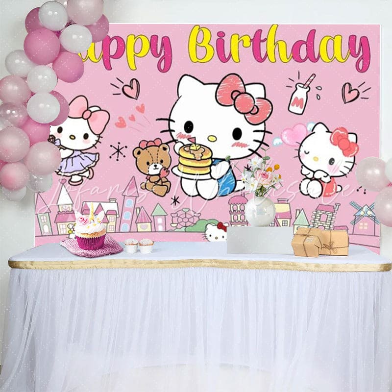 Cartoon Super Kitties Cats Birthday Party Backdrop