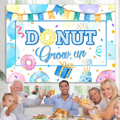 Lofaris Cartoon Theme Our Donut Grow Up Happy Birthday Backdrop