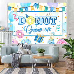 Lofaris Cartoon Theme Our Donut Grow Up Happy Birthday Backdrop