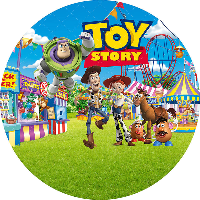 Lofaris Cartoon Toy And Amusement Park Round Backdrop Kit