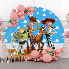 Lofaris Cartoon Toy Friends Round Birthday Backdrop Kit
