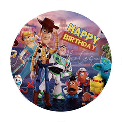 Lofaris Cartoon Toys Round Happy Birthday Backdrop For Boy