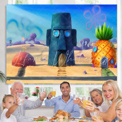 Lofaris Cartoon Under The Sea House Theme Birthday Backdrop