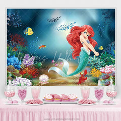 Lofaris Cartoon Under The Sea Mermaid Princess Birthday Backdrop