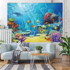Lofaris Cartoon Under The Sea World Birthday Banner Backdrop