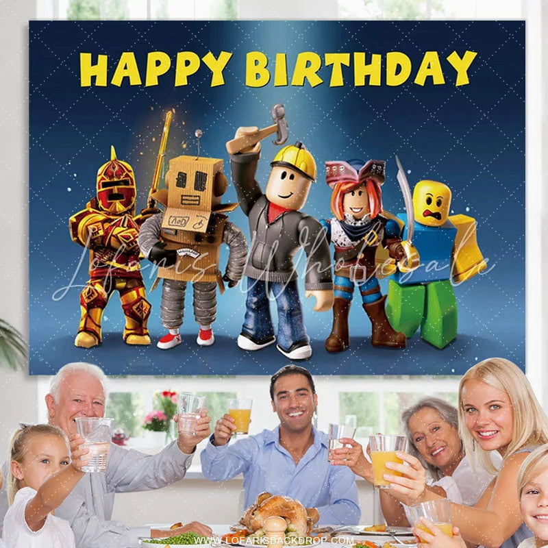 Lofaris Cartoon Video Game Happy Birthday Party Decro Backdrop
