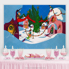 Lofaris Cartoon Whoville Christmas Deco Happy Birthday Party Backdrop