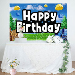 Cartoon Wild Airdrop Happy Birthday Video Game Party Backdrop