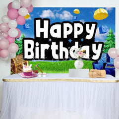 Cartoon Wild Airdrop Happy Birthday Video Game Party Backdrop
