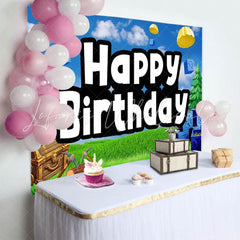 Cartoon Wild Airdrop Happy Birthday Video Game Party Backdrop