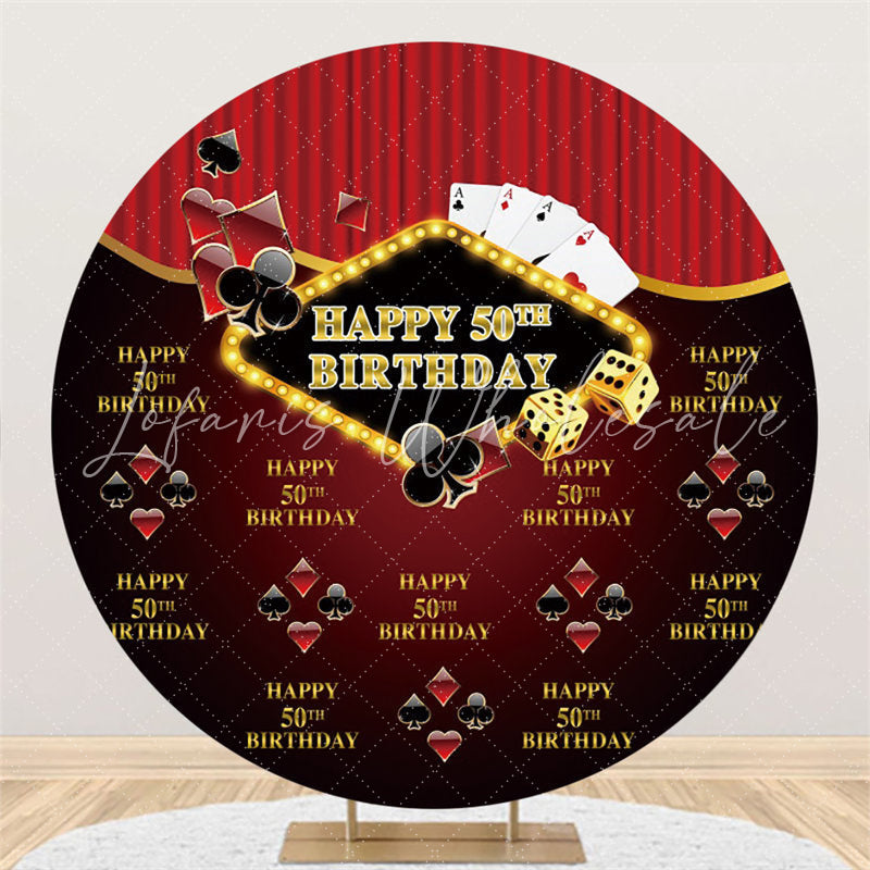 Lofaris Casino Black Red Classic Circle 50Th Birthday Backdrop