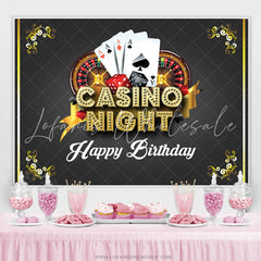 Lofaris Casino Night Card Black Gold Happy Birthday Backdrop