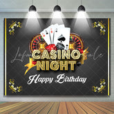 Lofaris Casino Night Card Black Gold Happy Birthday Backdrop