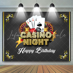 Lofaris Casino Night Card Black Gold Happy Birthday Backdrop