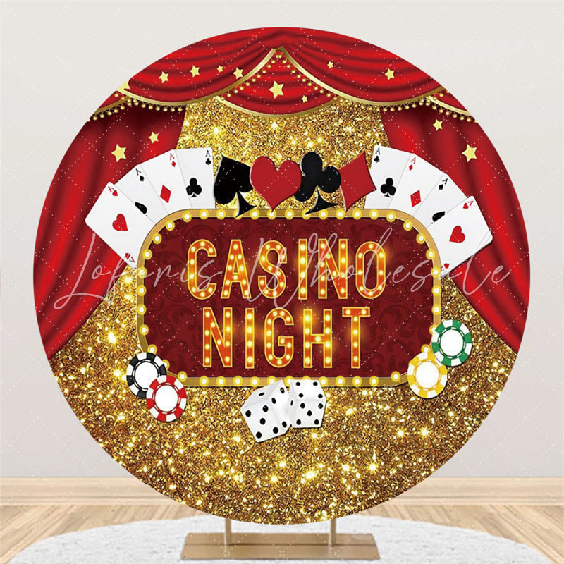 Lofaris Casino Night Glitter Golden And Red Circle Backdrop