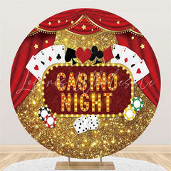 Lofaris Casino Night Glitter Golden And Red Circle Backdrop