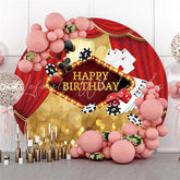 Lofaris Casino Night Golden Red Round Happy Birthday Backdrop