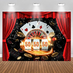 Lofaris Casino Poker Dice Red Curtain 50th Birthday Backdrop