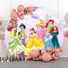 Lofaris Castle and Girls Happy Birthday Round Backdrop Kit