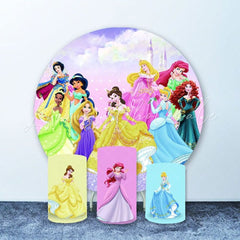 Lofaris Castle and Girls Happy Birthday Round Backdrop Kit