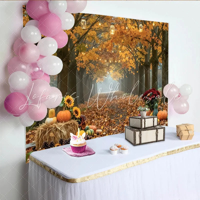 Celebrate Golden Autumn Backdrop with Pumpkins and Sunflowers Rustic Thanksgiving Background for Fall Harvest Photoshoot