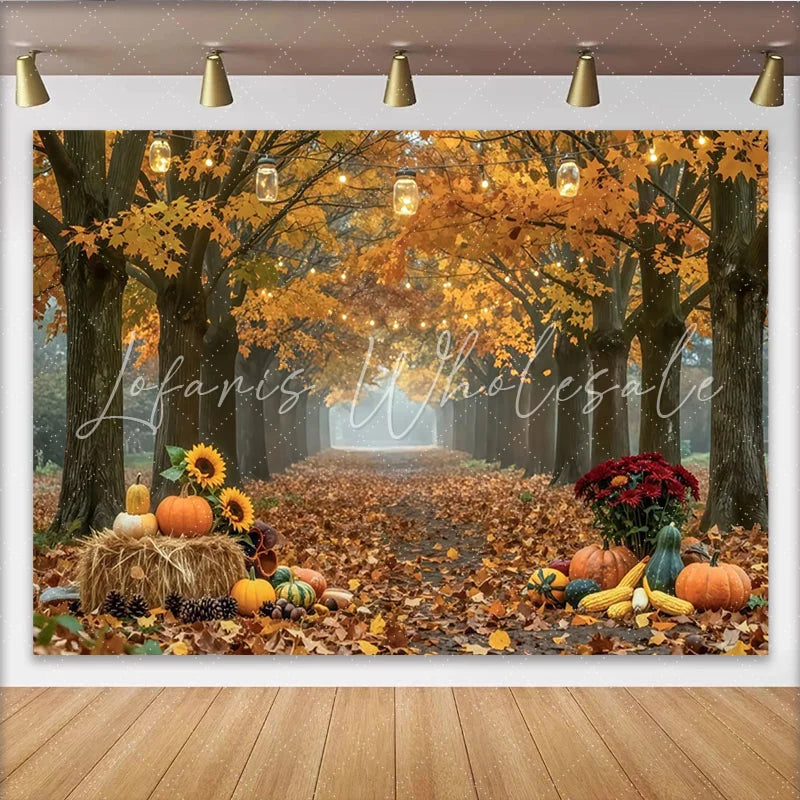 Celebrate Golden Autumn Backdrop with Pumpkins and Sunflowers Rustic Thanksgiving Background for Fall Harvest Photoshoot