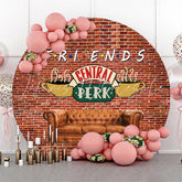 Lofaris Central Perk Red Brick Wall Circle Party Backdrop