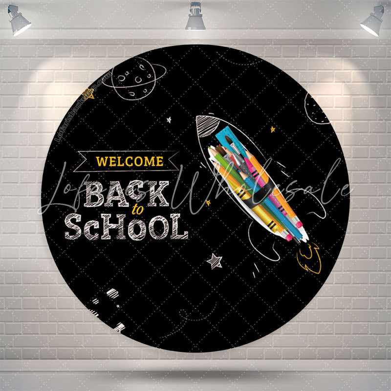 Lofaris Chalk Drawing Round Back to School Backdrop Cover