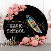 Lofaris Chalk Drawing Round Back to School Backdrop Cover